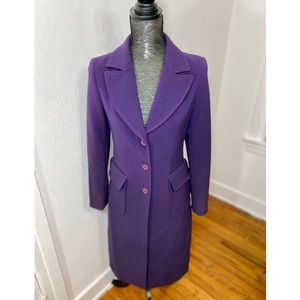 Ernesto C. Women’s Purple Long Wool Blend Winter Coat Made In Italy Euro 40